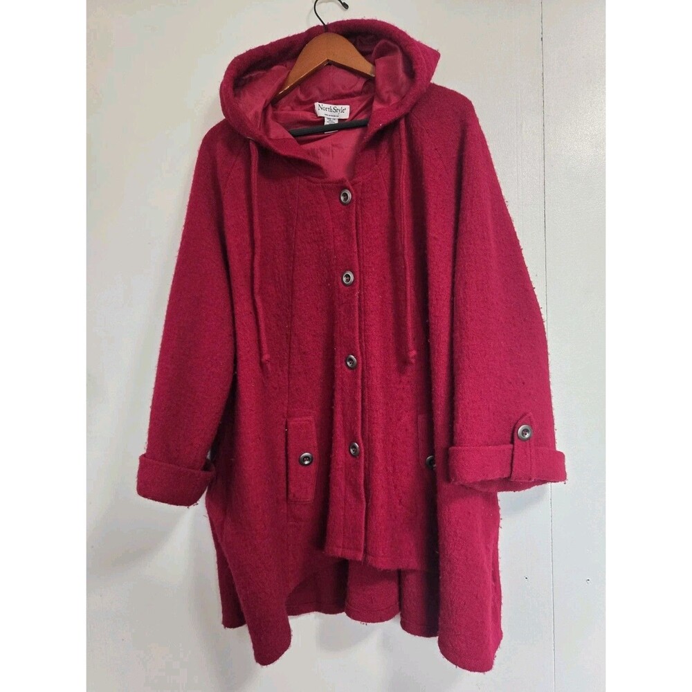 North‎ Style Coat Womens 2X 100% Wool Red Overcoat Old Money Long Winter